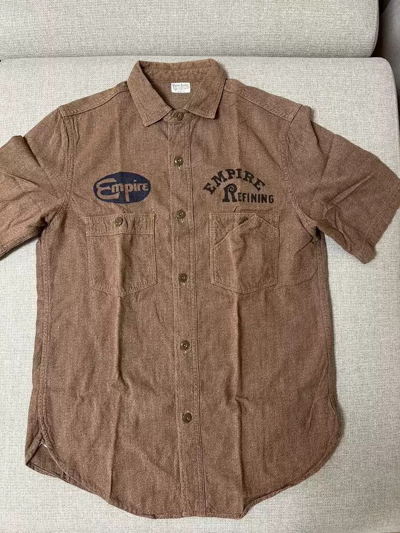 image of Freewheelers Half Sleeve Short Sleeve Shirt in Brown, Men's (Size Medium)