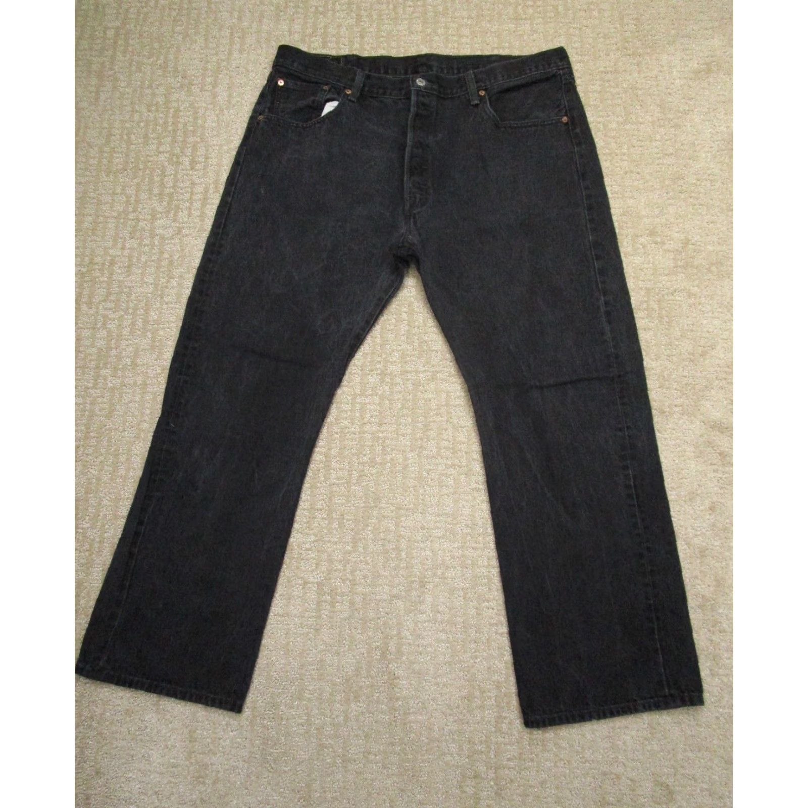 Levi's Levi's 501 Jeans Men 40x30 Black Button Fly Regular Fit Denim Pants Dark Wash Size US 40 / EU 56 - 2 Thumbnail