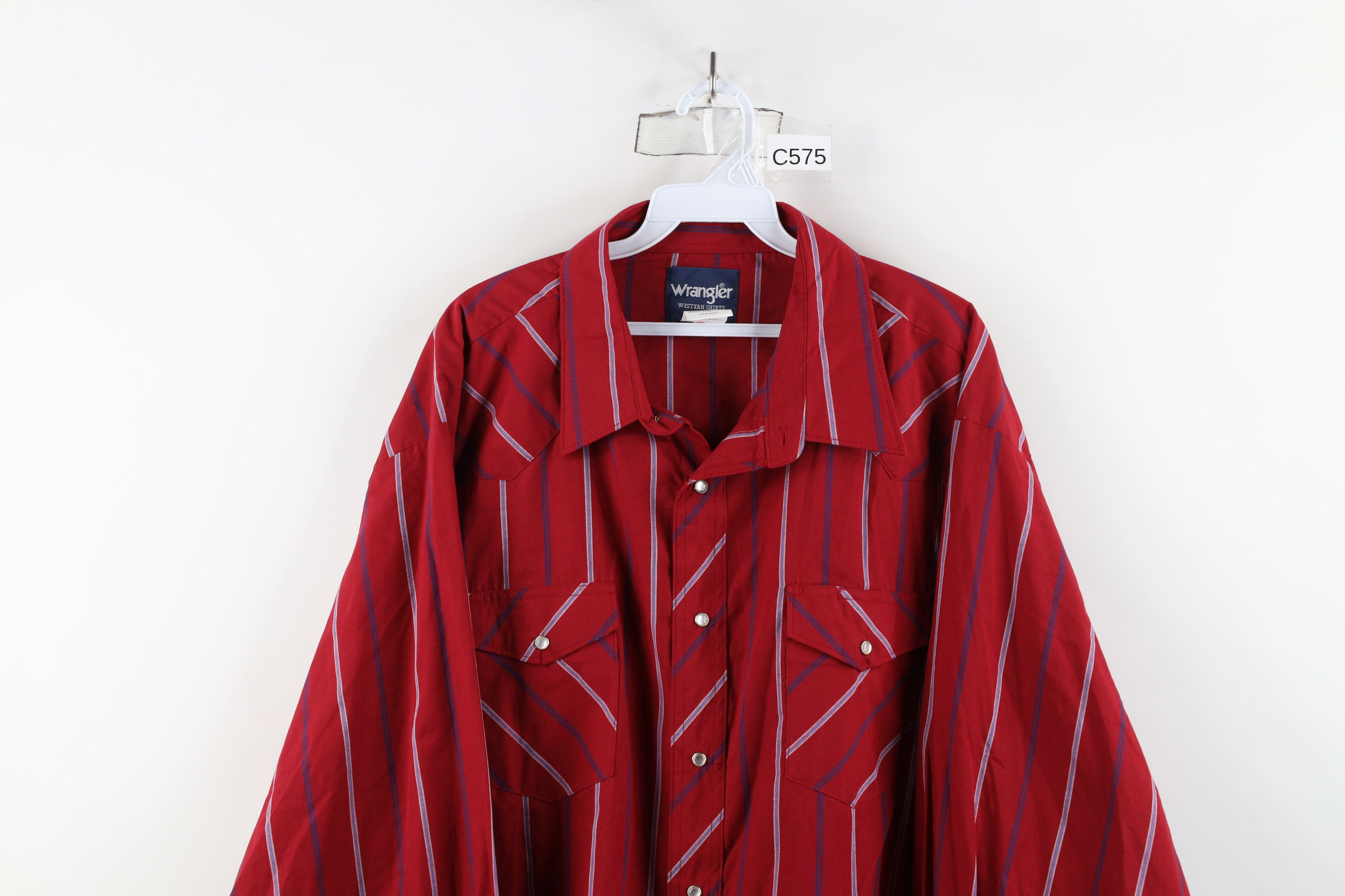 Vintage × Wrangler Vintage 90s Wrangler Brushpopper Western Button Shirt Red Size US XXL / EU 58 / 5 - 2 Thumbnail