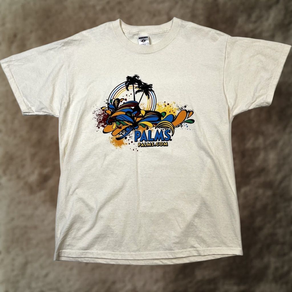 Vintage Palms Vintage Las Vegas T Shirt Cream Short Sleeve Crew Neck Large Men Palms Casino Logo 2000s Size US L / EU 52-54 / 3 - 1 Thumbnail