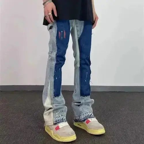 Japanese Brand × Jean Paint Splatter Stacked Denim Jeans y2k retro Size US 32 / EU 48 - 4 Thumbnail