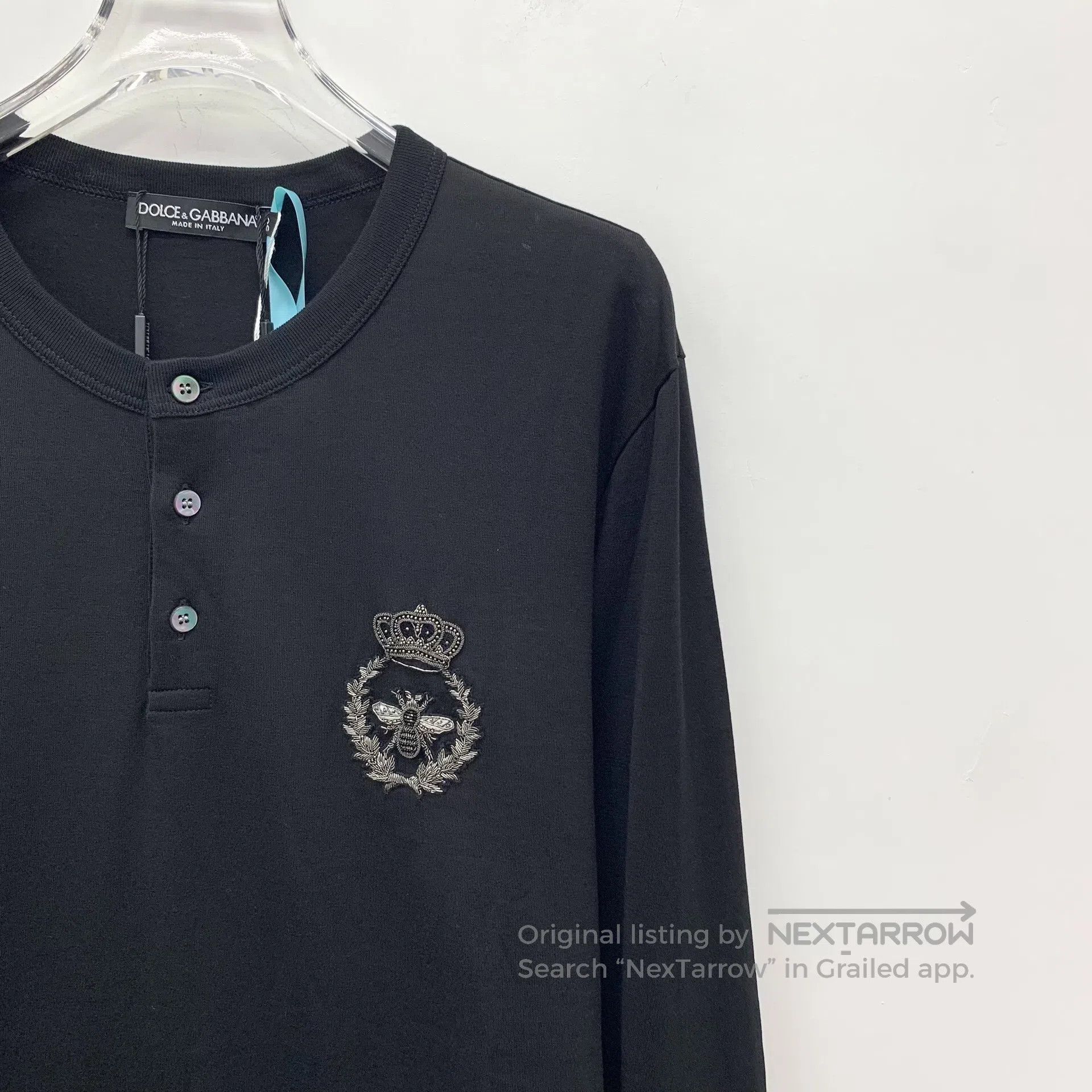 Dolce & Gabbana Dolce Gabbana Black cotton round neck long-sleeved T-shirt Size US L / EU 52-54 / 3 - 3 Thumbnail