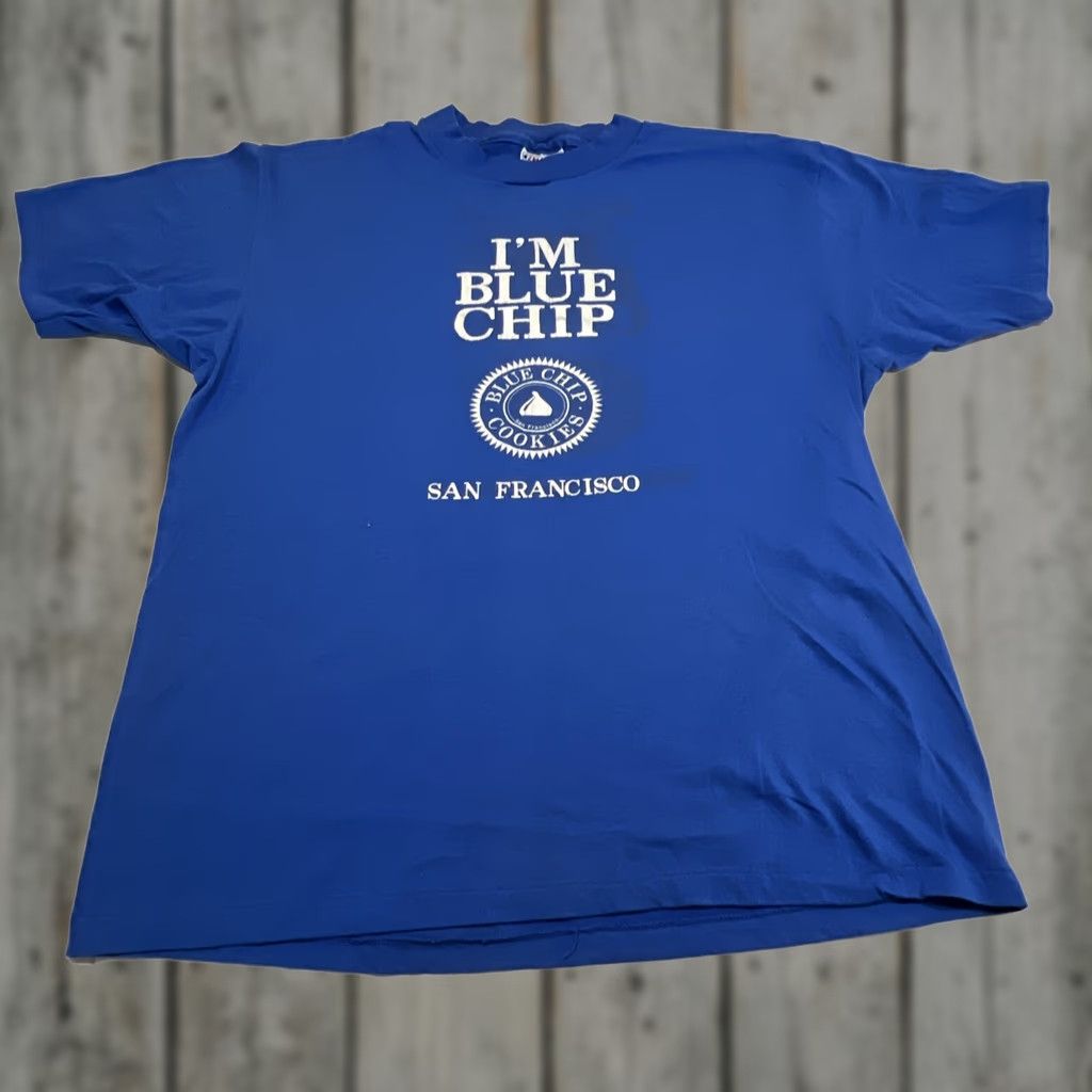 Hanes VINTAGE Hanes Blue Chip Cookies San Francisco Single Stitch Graphic Dbl-side Shirt XL Men Unisex Short Sleeve 1980s Blue Size US XL / EU 56 / 4 - 1 Thumbnail