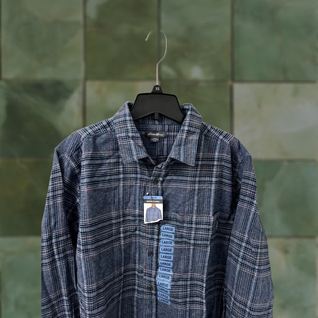 Eddie Bauer Eddie Bauer Bristol Flannel Shirt Mens L Blue Plaid Button-Down L/S NWT Size US L / EU 52-54 / 3 - 1 Thumbnail