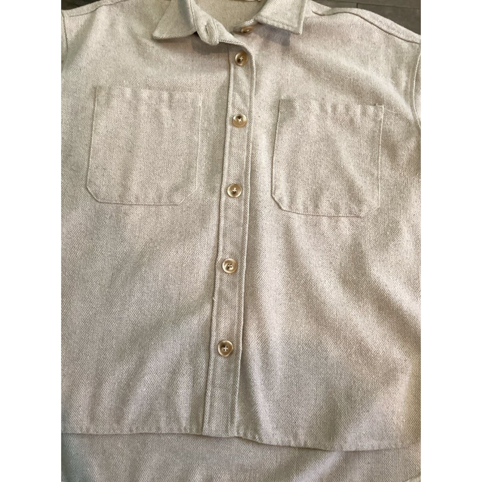 Vintage Neuflora Linen Button-Up Shirt Beige Short Sleeve Relaxed Fit Women Small Size S / US 4 / IT 40 - 2 Thumbnail