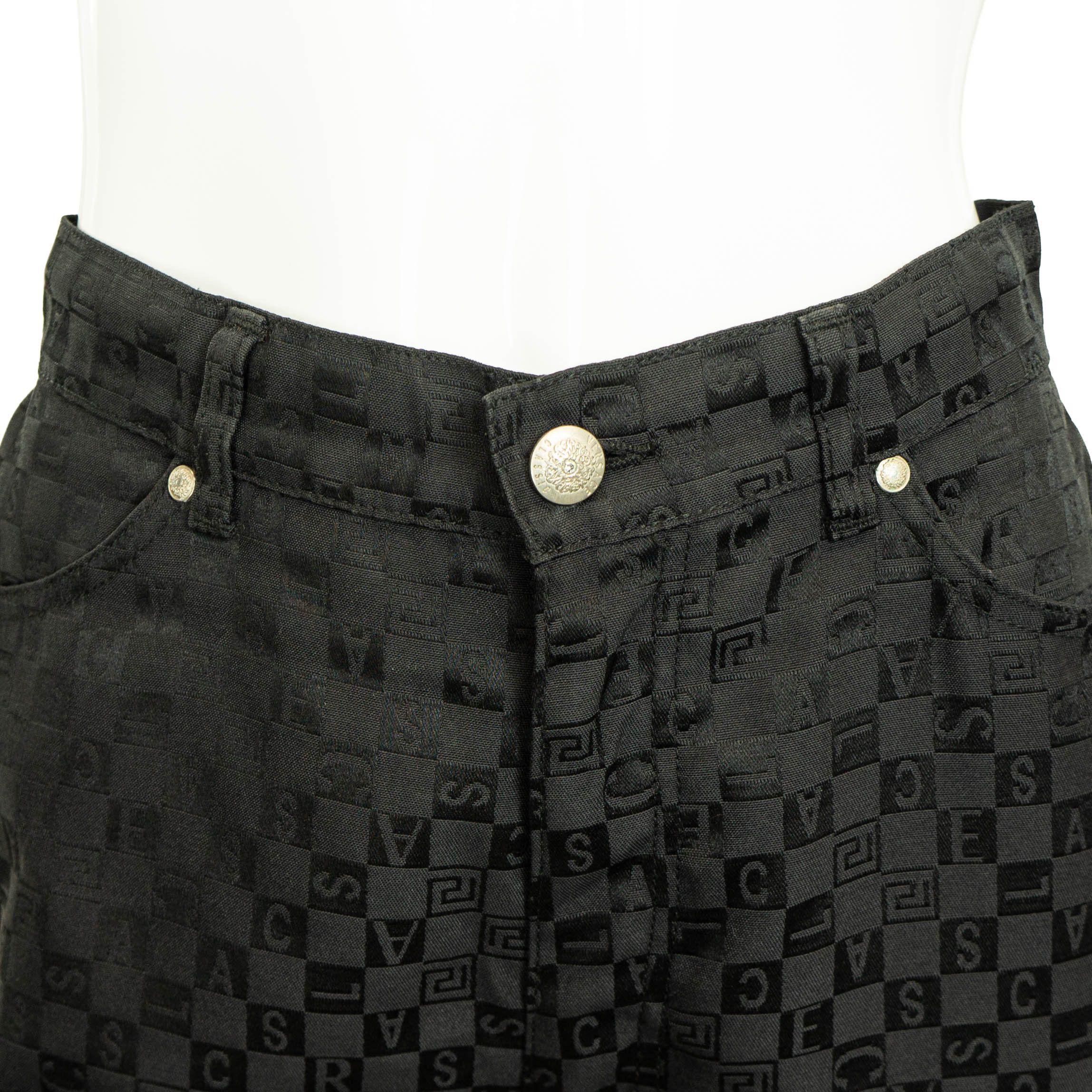 Versace VERSACE Classic V2 Monogram Black Trousers Pants Vintage 90s Size 30" / US 8 / IT 44 - 2 Thumbnail