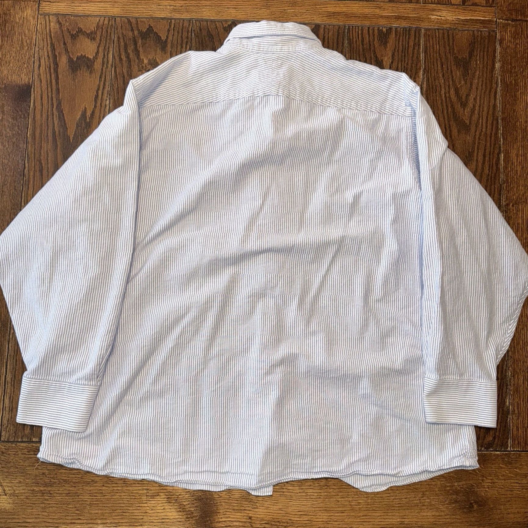 Proper Cloth Proper Cloth Button Shirt 19/34 Washed Blue Stripe Lightweight Cotton Oxford Shirt Men Long Sleeve Button-Up Size US XXL / EU 58 / 5 - 5 Thumbnail