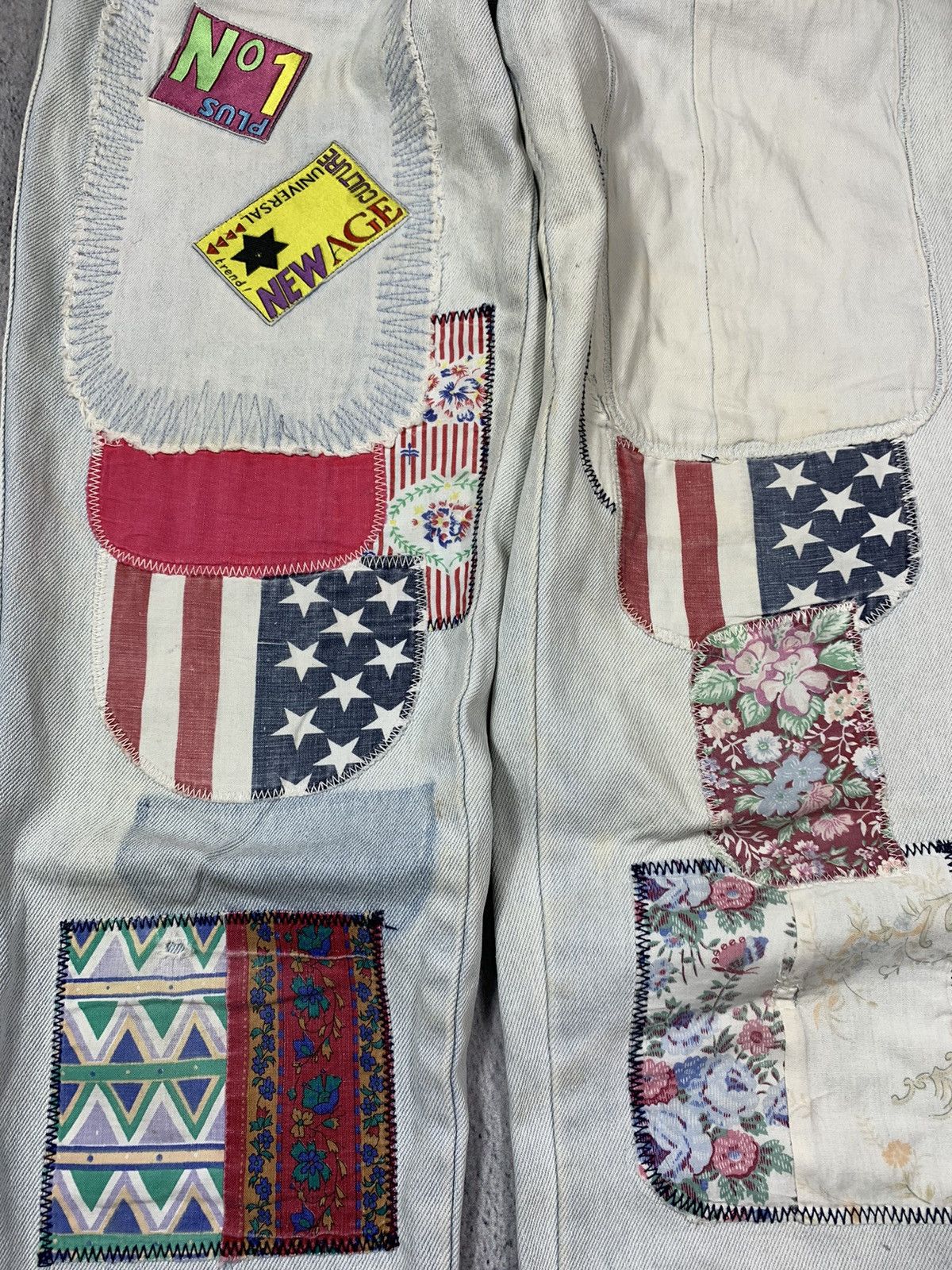 Japanese Brand × Vintage Vintage Y2K Japanese patchwork faded denim jeans trousers Size 27" / US 4 / IT 40 - 6 Thumbnail