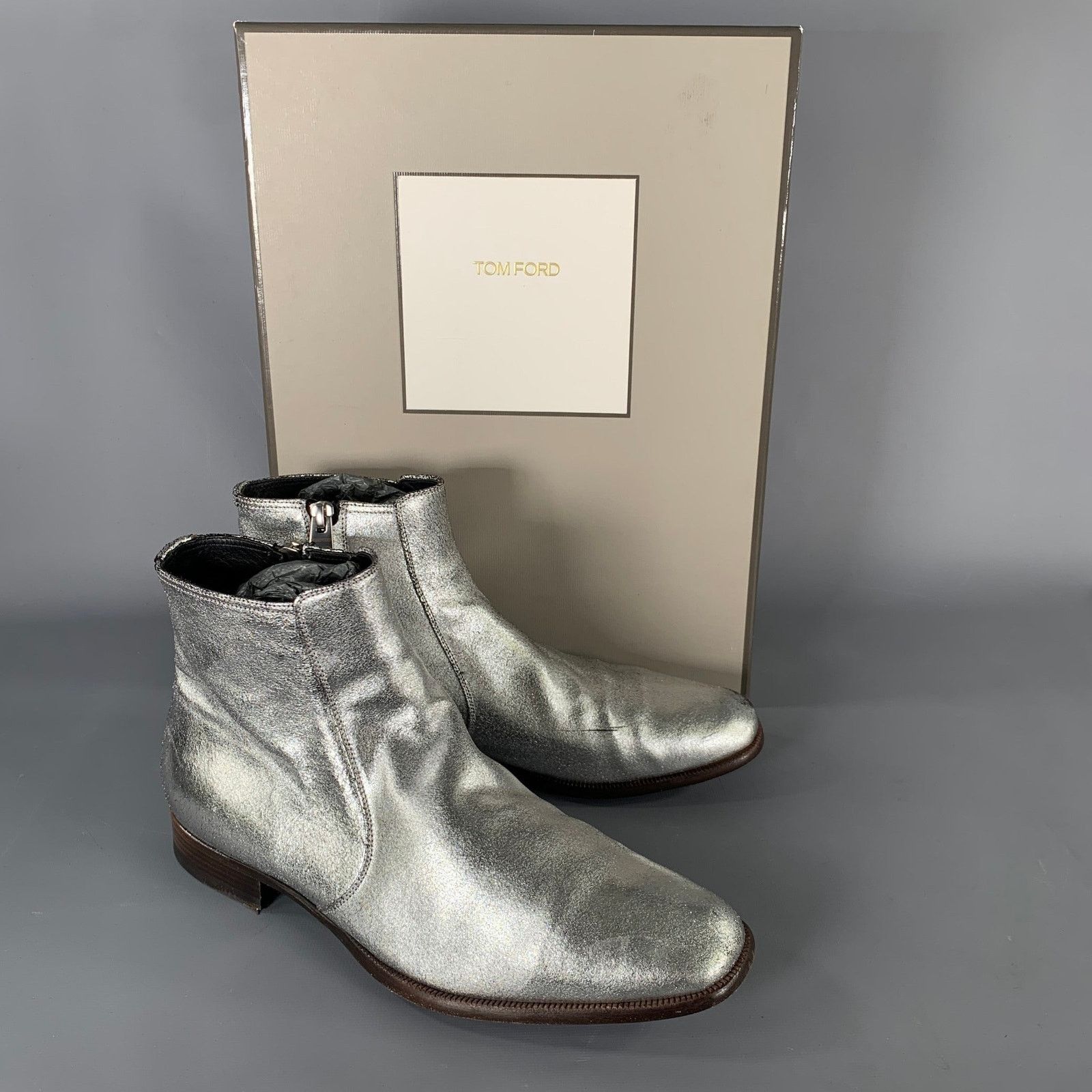 Tom Ford TOM FORD Size 7 Silver Metallic Leather Boots Size US 7 / EU 40 - 9 Thumbnail
