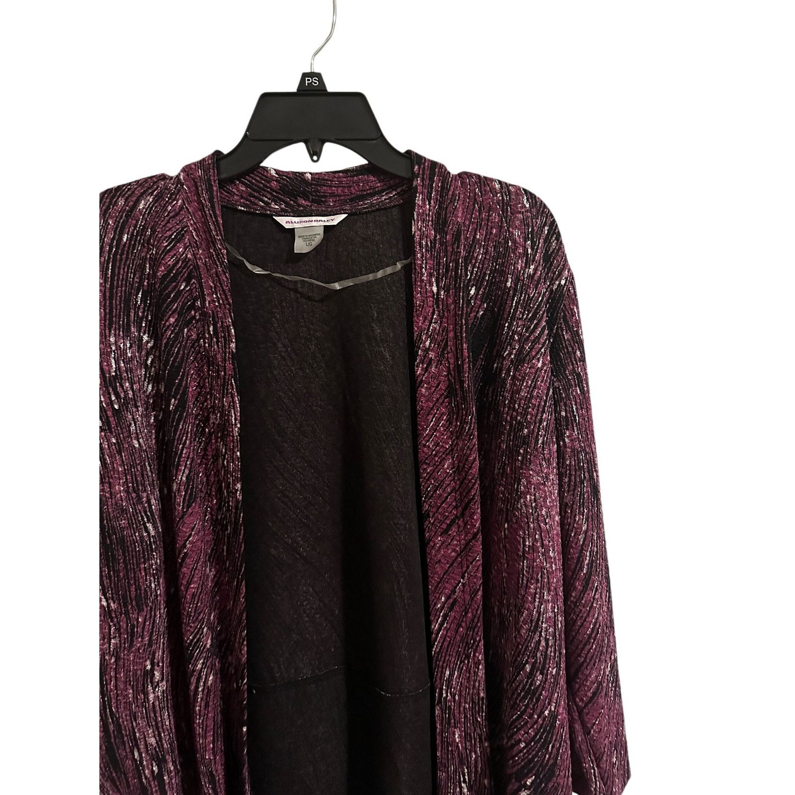 Other Allison Daley Womens 3/4 Sleeve Purple Striped Open Cardigan Size L / US 10 / IT 46 - 4 Thumbnail