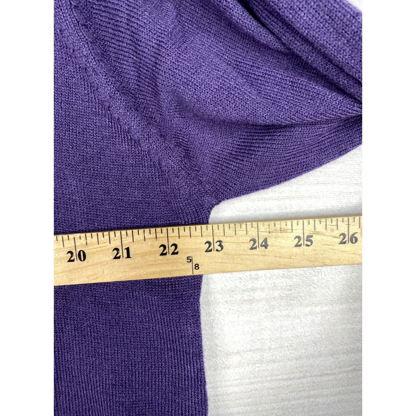 Vintage Evelyn Taylor Sweater Womens 2X Purple Striped Pullover V Neck Thin Stretchy NWT Size XXL / US 16-18 / IT 52-54 - 7 Thumbnail