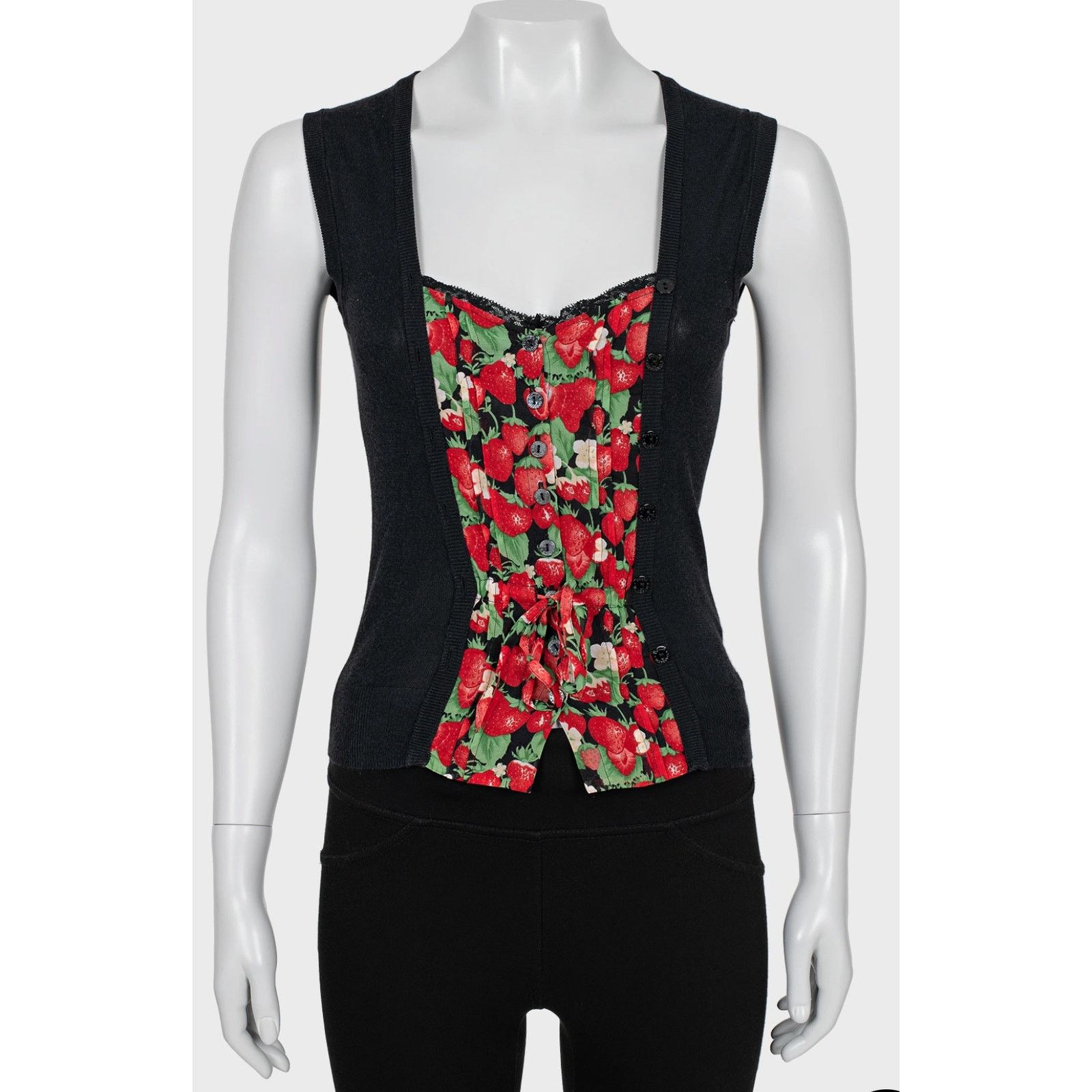 Dolce & Gabbana Dolce & Gabbana Black Button-Down Tank Top - Size 38/XS Size XS / US 0-2 / IT 36-38 - 1 Thumbnail
