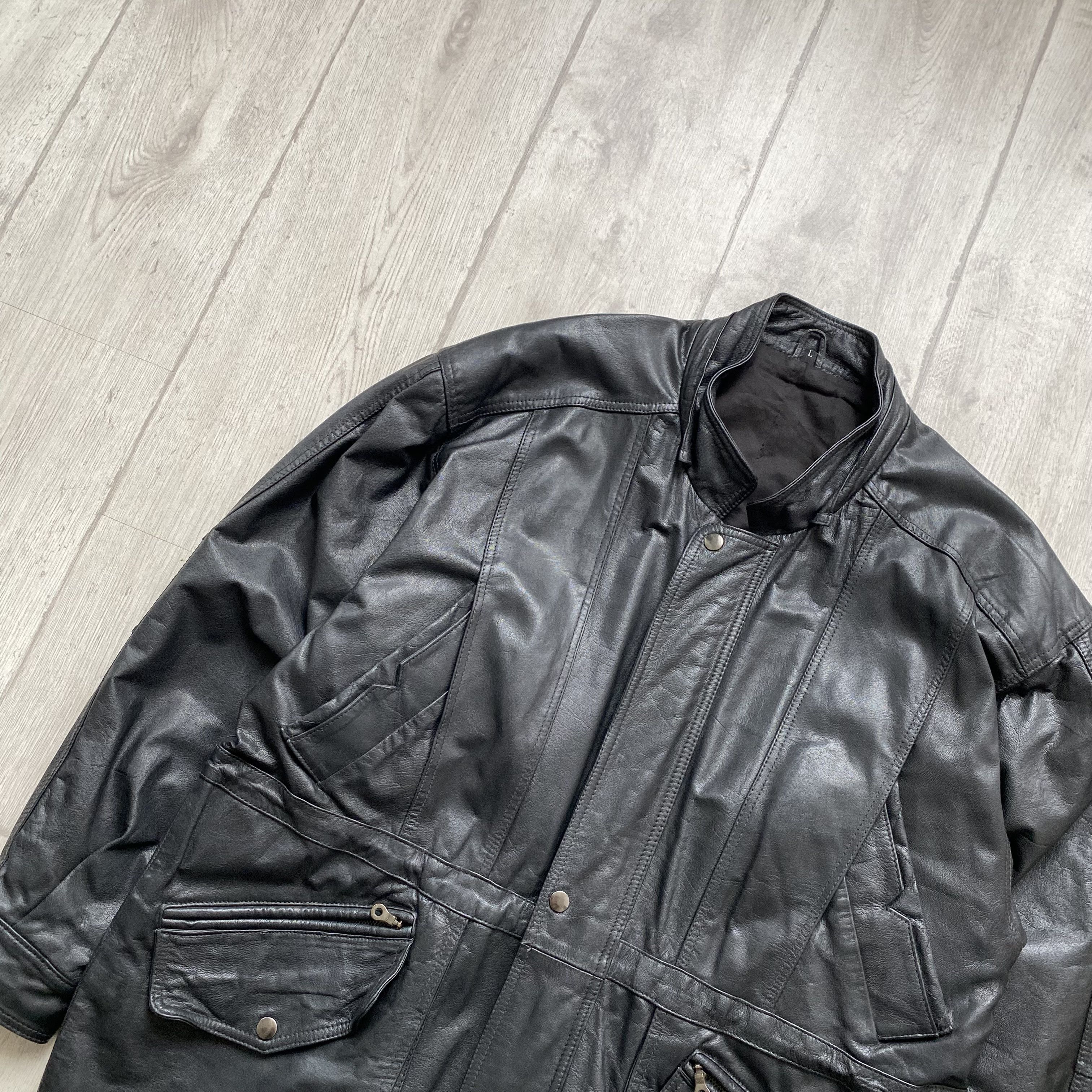 Genuine Leather Vintage 90s Real Leather Jacket Parka Coat Balenciaga style Size US L / EU 52-54 / 3 - 4 Thumbnail