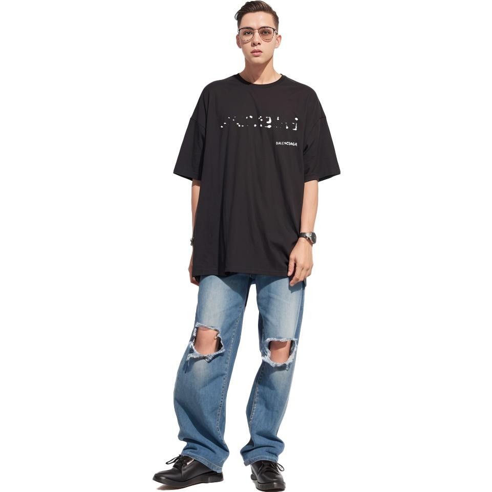 Balenciaga o1srvl11e0325 Hand Drawn T-Shirt Large in Black Size US XL / EU 56 / 4 - 2 Thumbnail