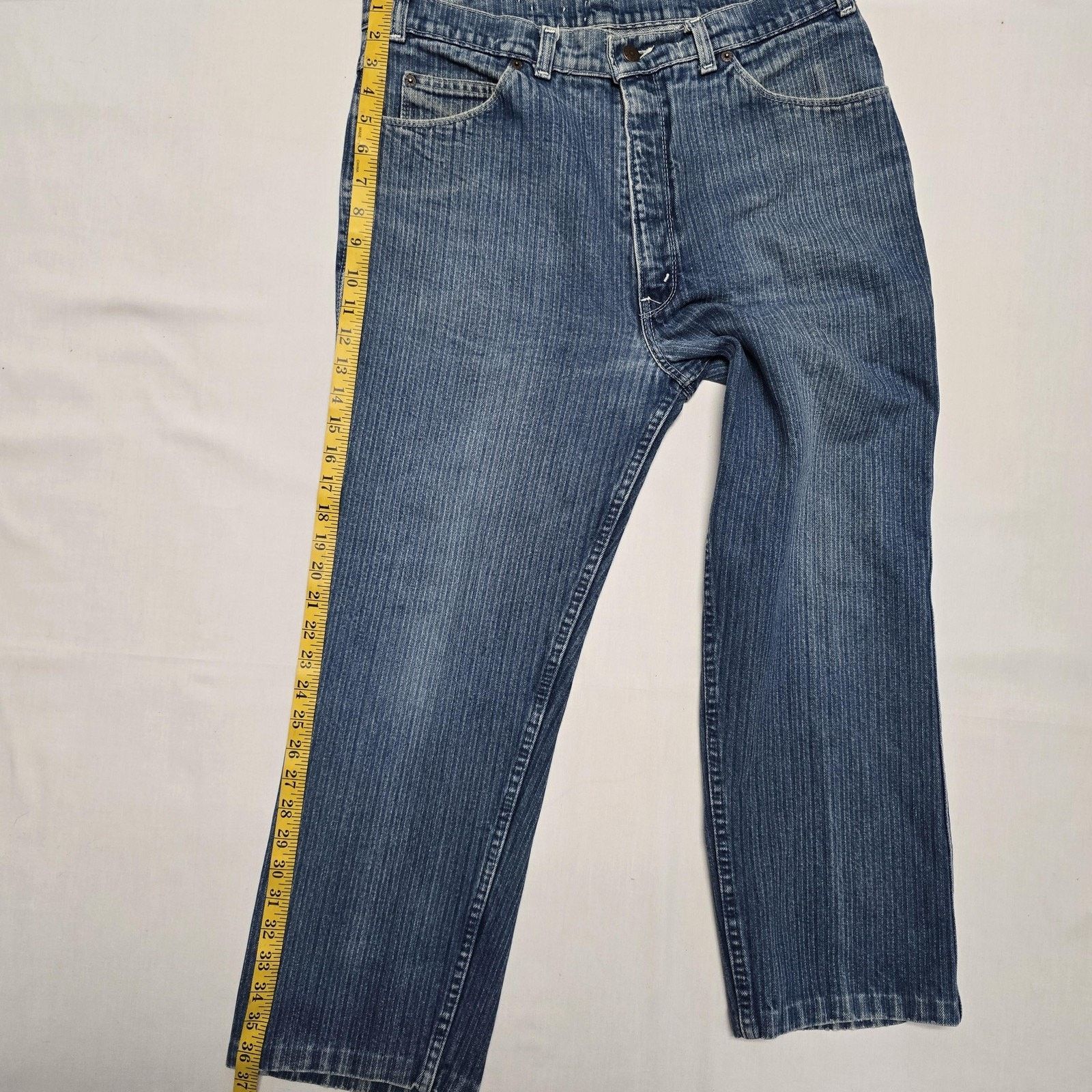 Levi's Vintage Levis Jeans 34x25 Blue Denim Straight Leg Pinstripe Size US 34 / EU 50 - 16 Thumbnail