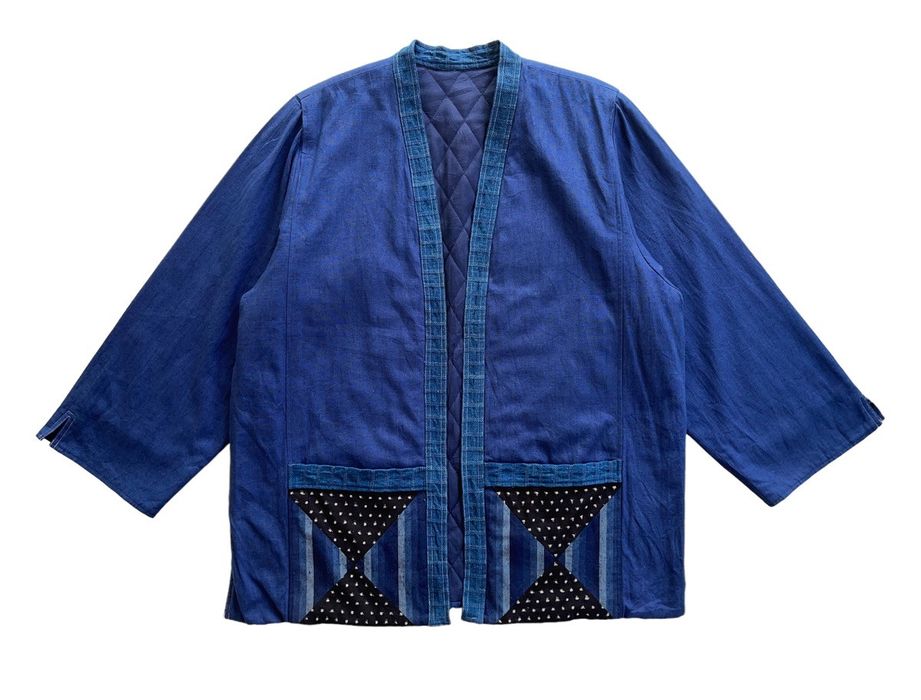 Indigo Japanese Noragi Kimono Haori Sashiko Jacket 