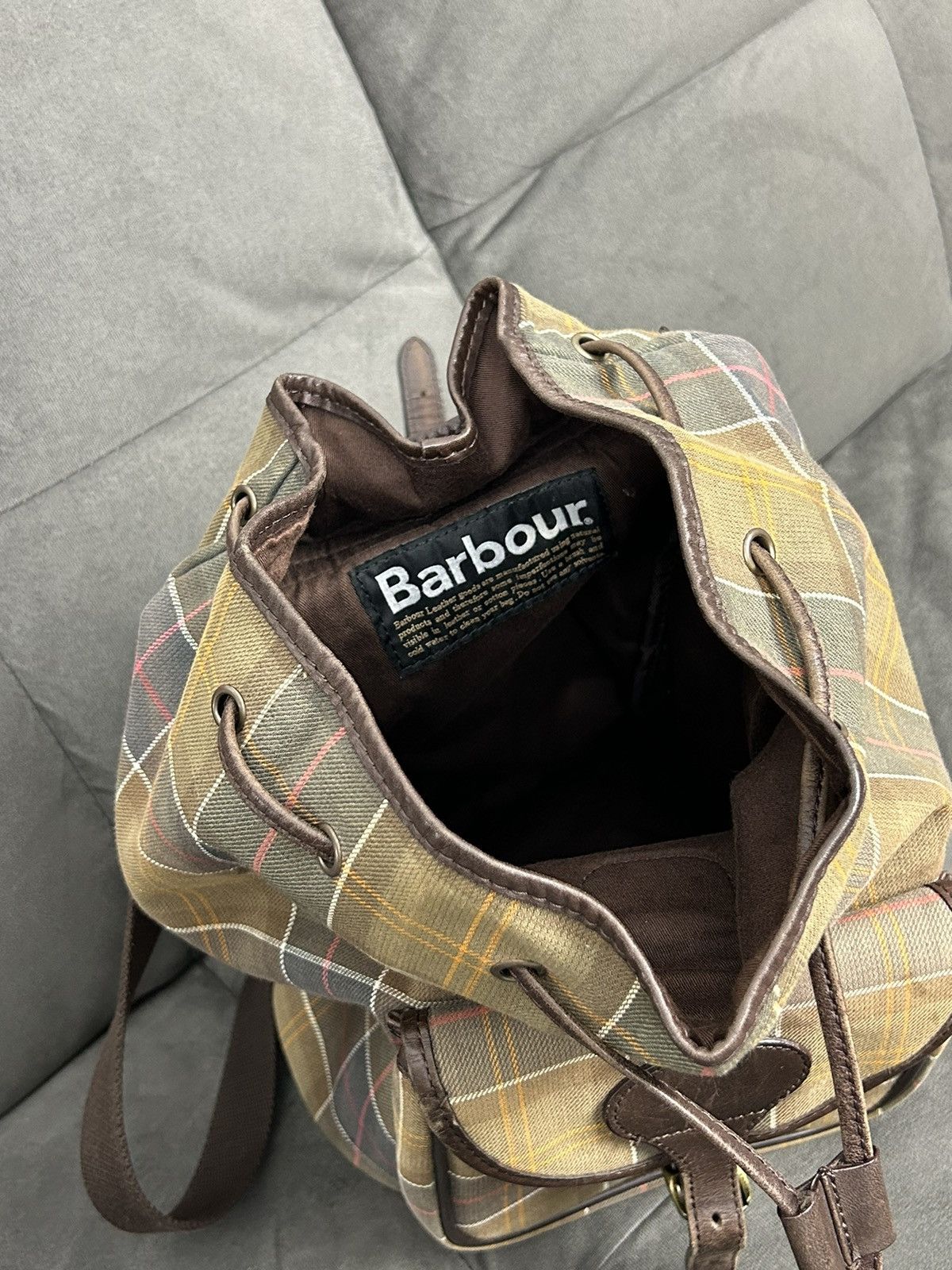 Barbour Barbour Tartan Canvas Leather Trim Backpack Vintage Size ONE SIZE - 9 Thumbnail