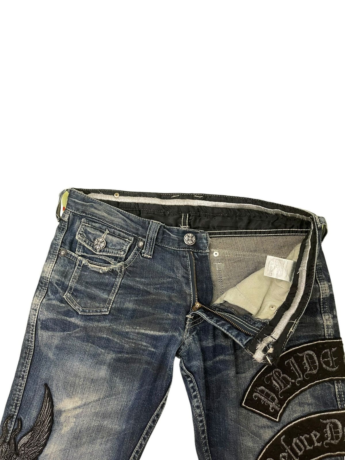 Japanese Brand Flare Jeans Army of No Faded Distress Low Rise Boot Cut 8🟦8 Size US 30 / EU 46 - 11 Thumbnail