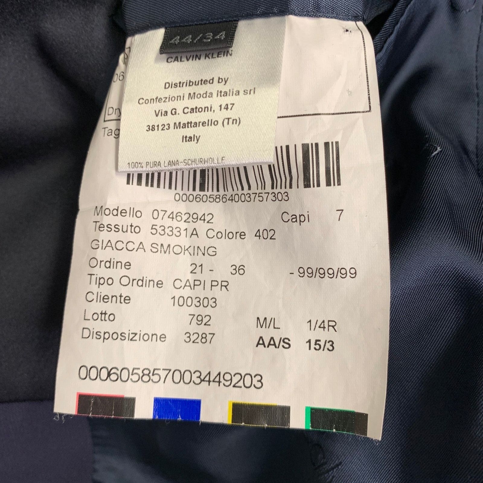 Calvin Klein Size 34 Navy Black Wool Shawl Lapel Tuxedo Size 34R - 9 Thumbnail
