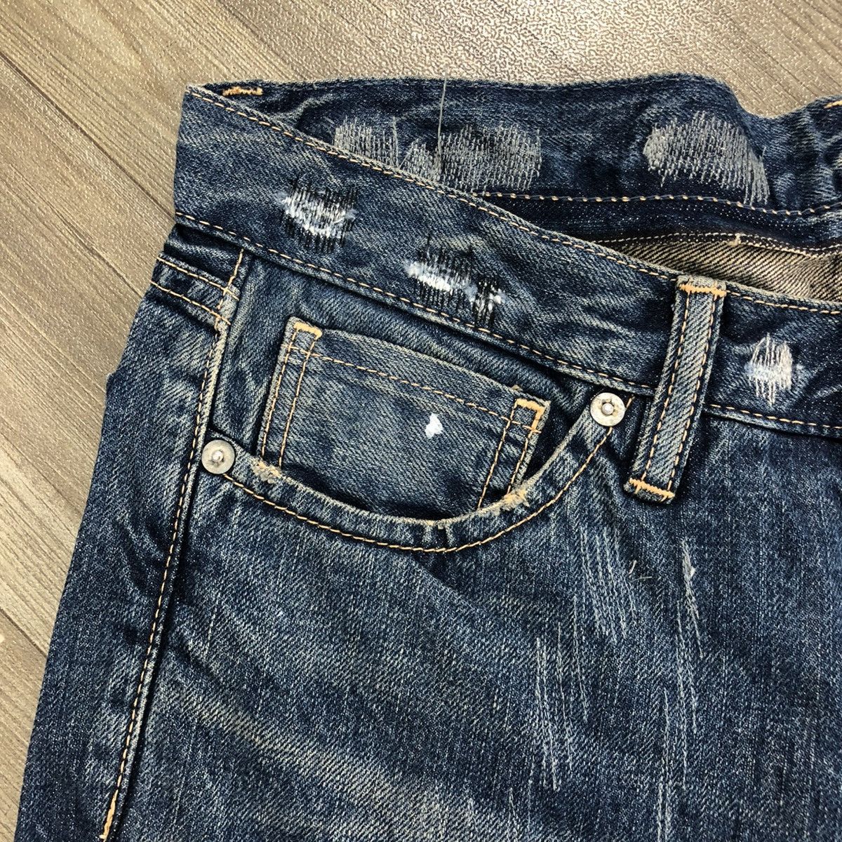 If Six Was Nine × Le Grande Bleu (L.G.B.) 🇯🇵2000s Repack Japan Reconstucted Distressed Flared Jeans Size US 32 / EU 48 - 9 Thumbnail