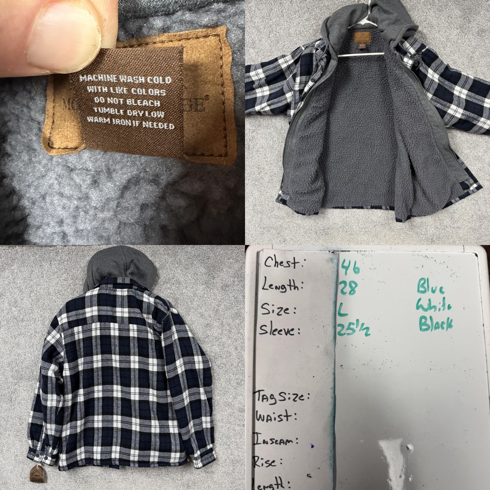 Vintage Mountain Ridge Mens L Navy Plaid Hooded Sherpa Lined Flannel 90s Jacket Hoodie Parka Coat Pattern: Plaid VINTAGE? Size US L / EU 52-54 / 3 - 8 Thumbnail