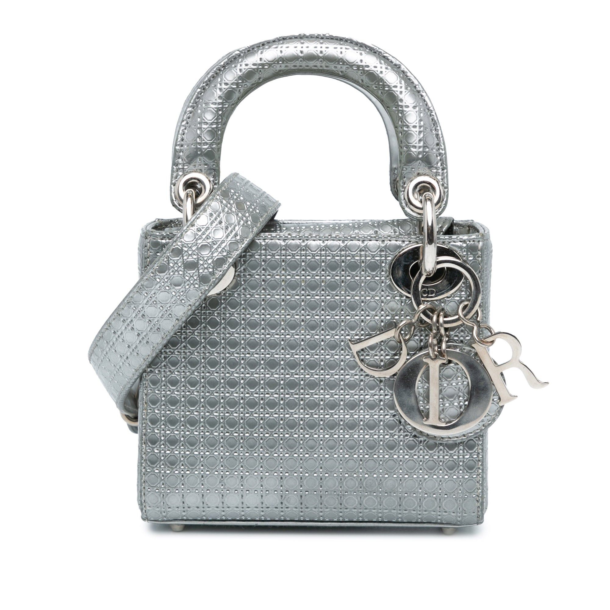 Dior Dior Micro Calfskin Microcannage Lady Dior Silver Size ONE SIZE - 1 Thumbnail