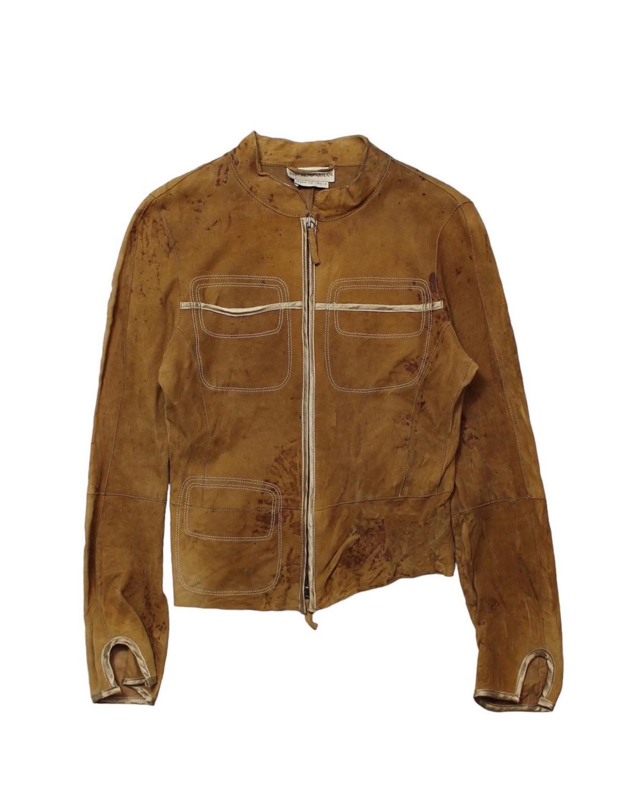 Armani SS2003 EMPORIO ARMANI LEATHER JACKET Size S / US 4 / IT 40 - 1 Thumbnail