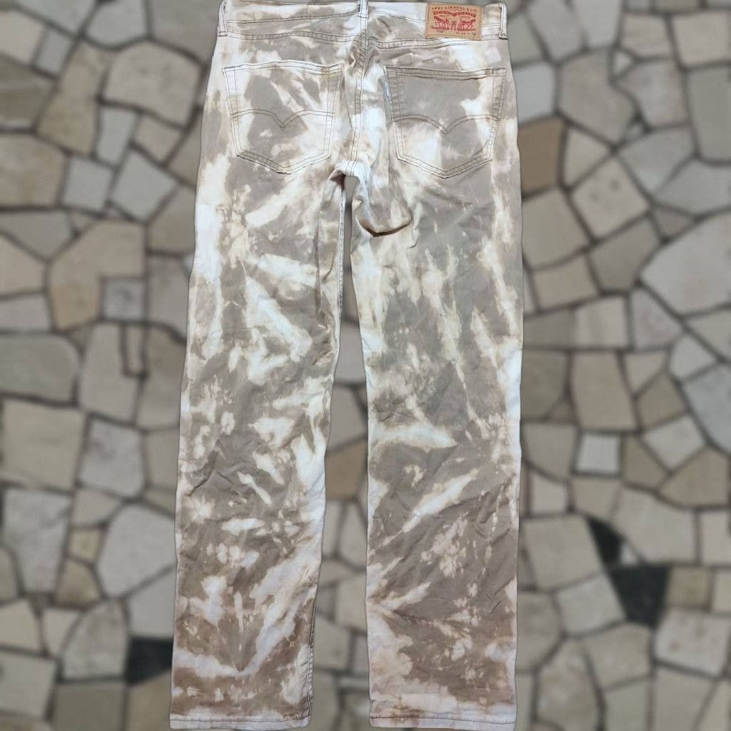 Levi's 505 Straight Tan Brown Pants Mens 32x30 Zip 5-Pocket Chino Regular Fit Tie Dye Acid Wash Canvas Cotton Blend Brown City College Mens
