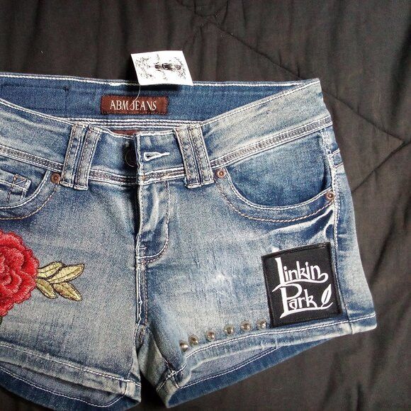 Vintage NWT Dead Poet Streetwear Patches Denim Shorts Linkin Park Size 30" / US 8 / IT 44 - 3 Thumbnail