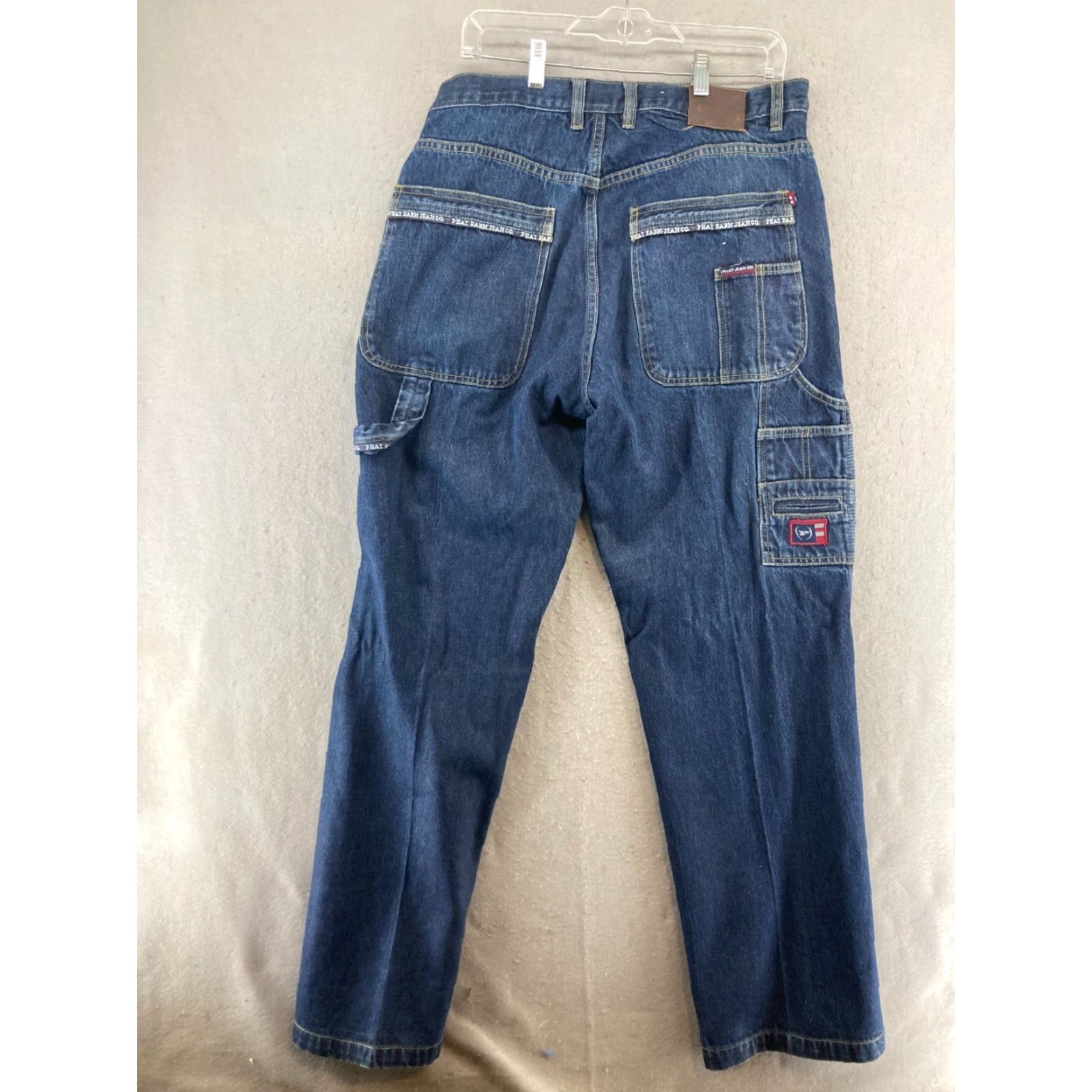 Phat Farm VINTAGE Phat Farm Carpenter Pants Mens 36x34 Denim Blue 90s Washed Straight Leg Mens Regular 90s Theme Baggy Casual Pants Size US 36 / EU 52 - 7 Thumbnail