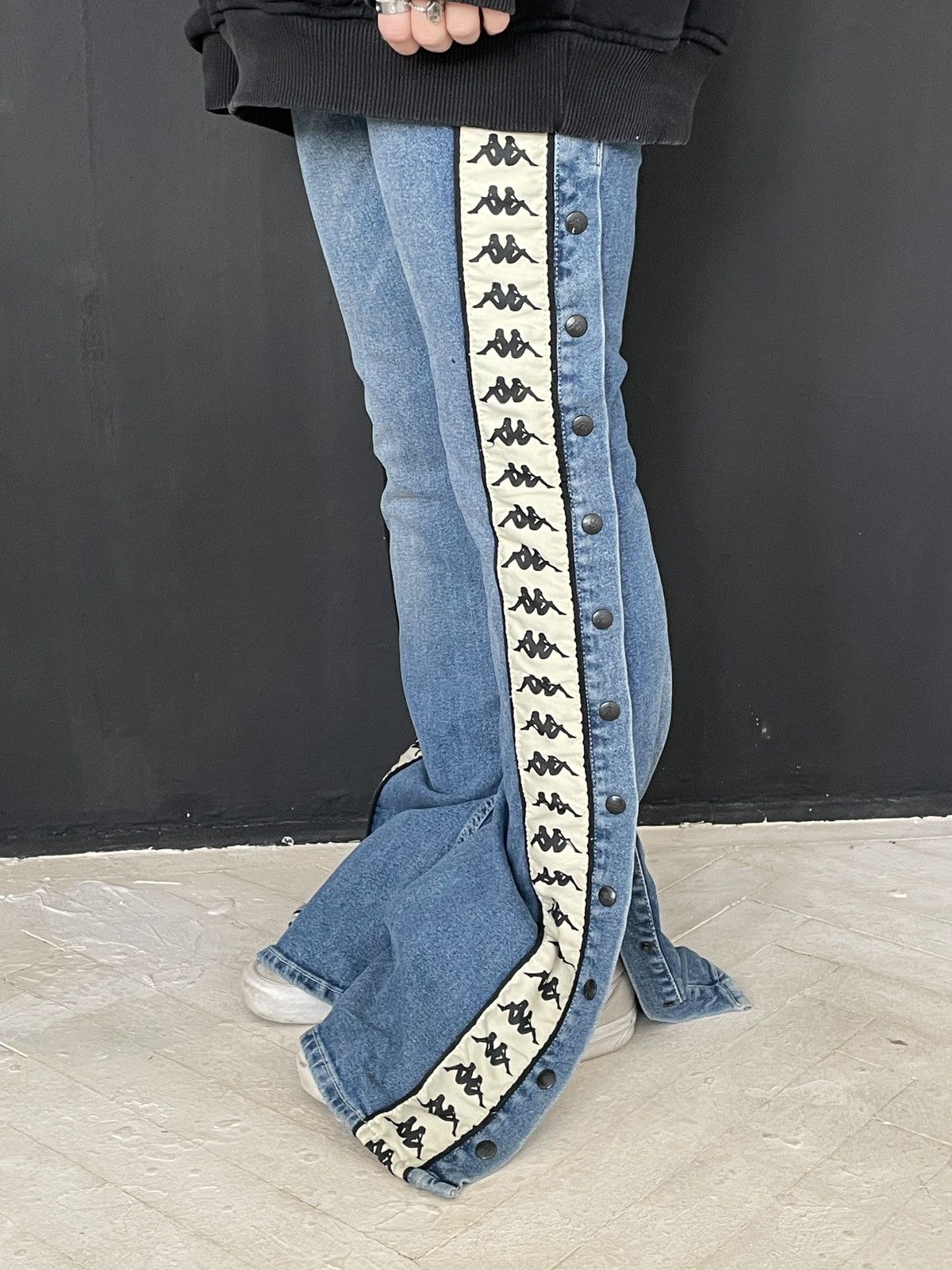 Kappa 🔥 Kappa Side Tape Snap Jeans Y2K Flare Bootcut S Size 30" / US 8 / IT 44 - 7 Thumbnail