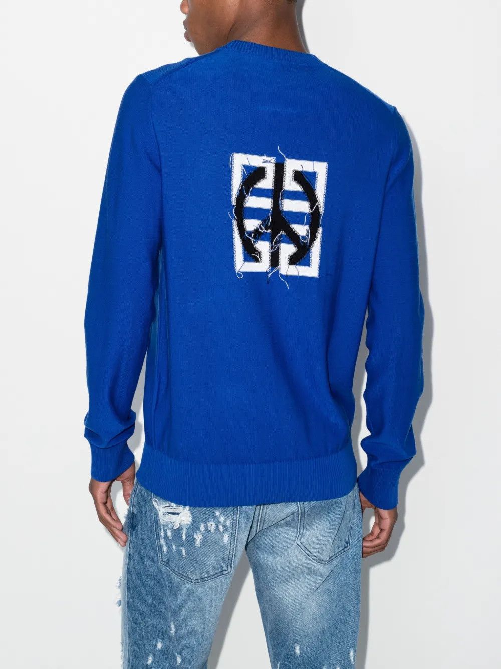 Givenchy o1srvl11e0326 555 / Intarsia-Knit Logo Jumper in Blue Size US XXL / EU 58 / 5 - 3 Thumbnail