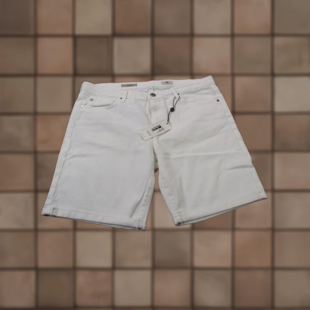 Denime AG Adriano Goldschmied Jeans Bermuda Womens 32 White Denim Brooke Regular Folded Hem AG USA Made NEW Size 24" / US 00 / IT 34 - 1 Thumbnail