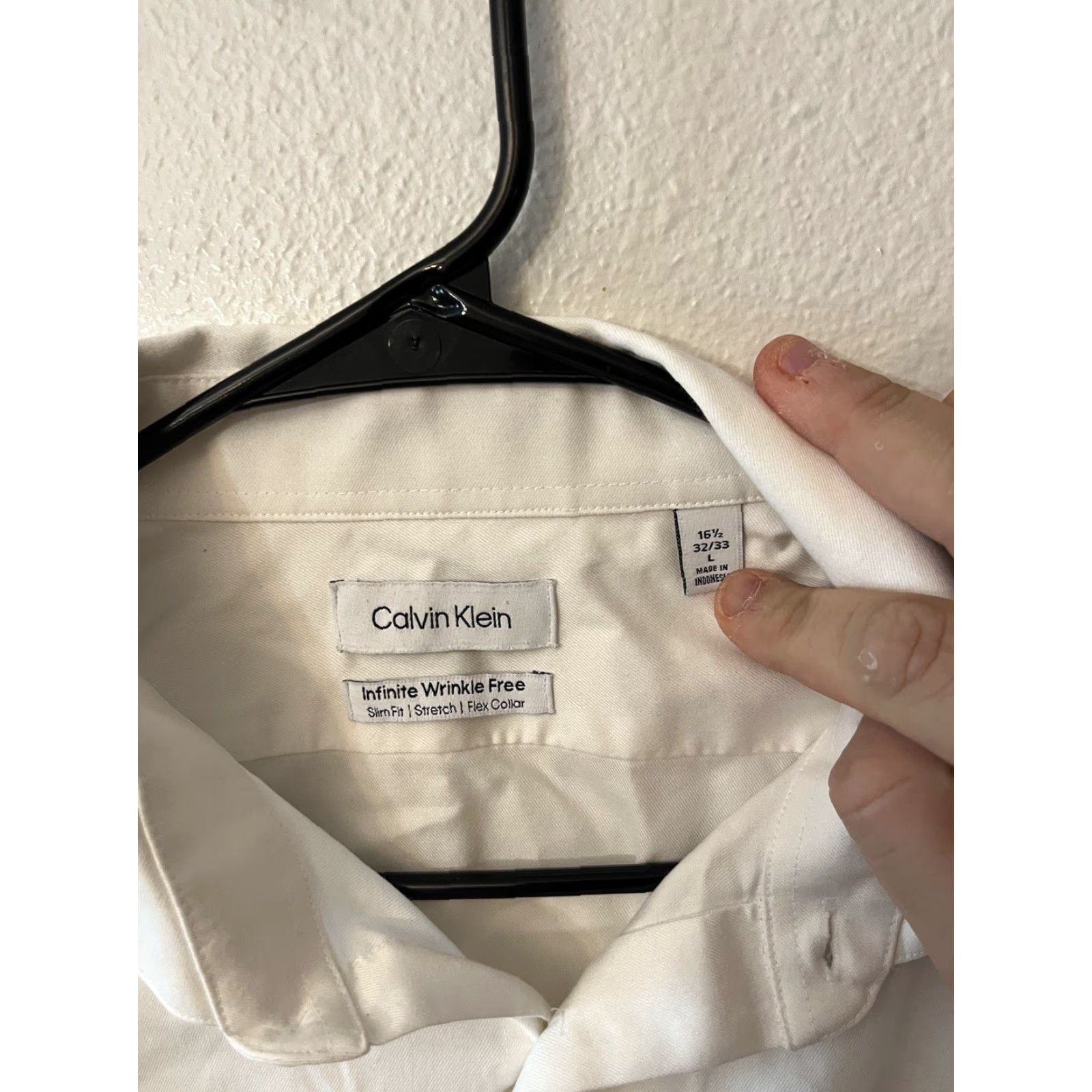 Calvin Klein Calvin Klein Infinite Wrinkle Free Mens 16.5 Button Up Long Sleeve Dress White L Shirt Size US XL / EU 56 / 4 - 3 Thumbnail