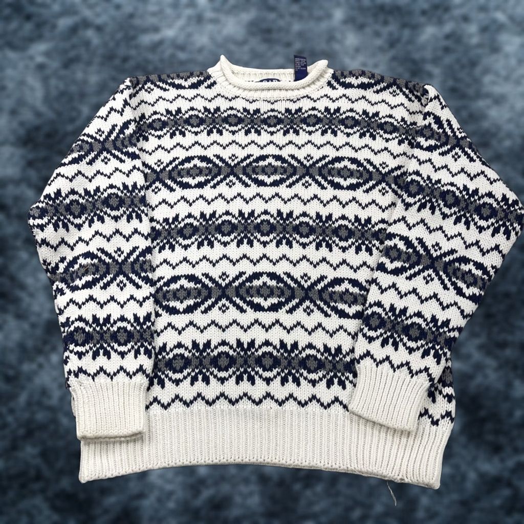 Gap VINTAGE Gap Sweater Mens M White Roll Neck Fair Isle Knit Grandpa 90s Size US M / EU 48-50 / 2 - 1 Thumbnail