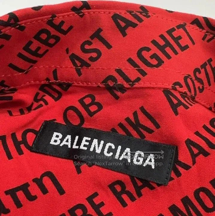 Balenciaga Balenciaga Logo Print Long Sleeve Shirt in Red. Size US M / EU 48-50 / 2 - 4 Thumbnail