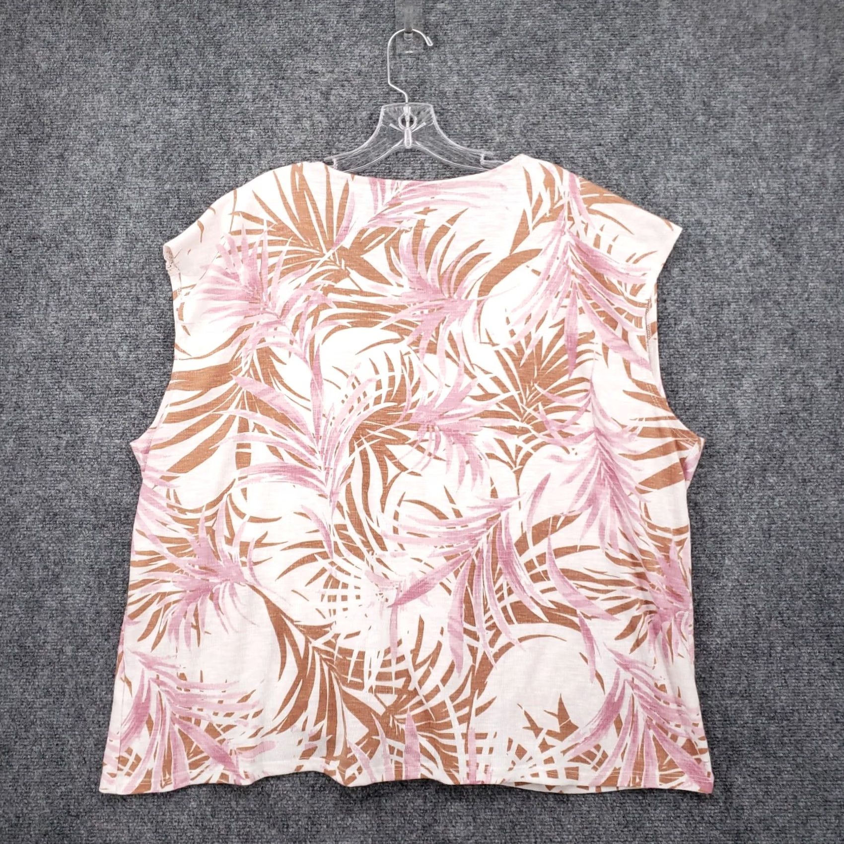 Vintage Como Blu Womens Top 3X XXXL Brown Tropical Pullover Lace Sleeveless Knot Hem Size XXL / US 16-18 / IT 52-54 - 2 Thumbnail