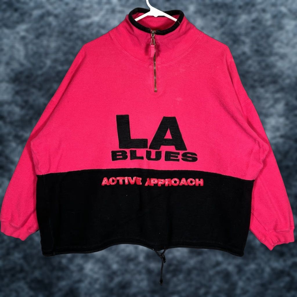 Vintage VINTAGE A1 90s LA Blues 1/4 Zip Sweatshirt Womens 22/24W Black Pink Activewear Shirt Size 4XL / US 24-26 - 1 Thumbnail