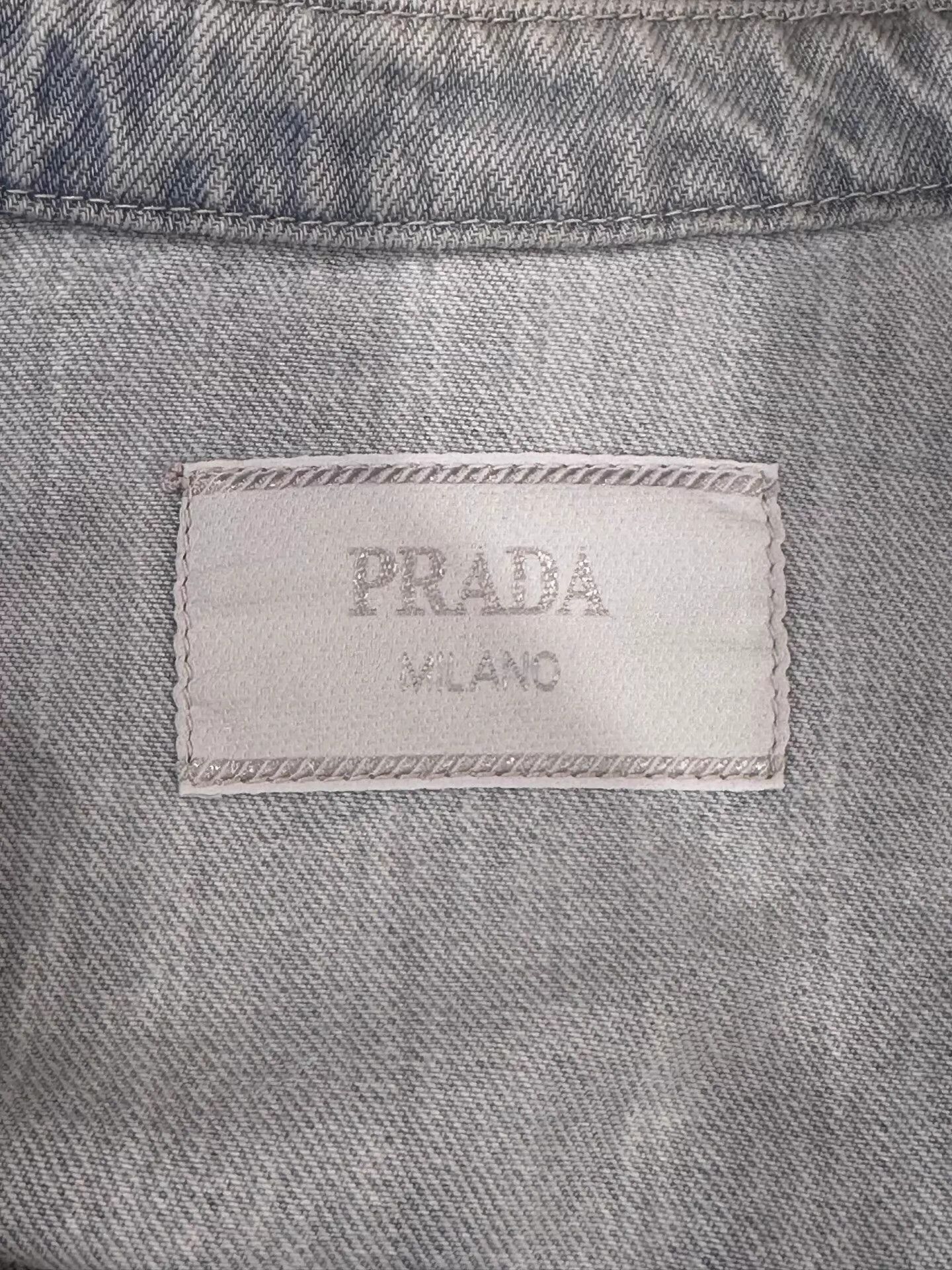 Prada Prada Men's Light Blue Denim Jacket M White Triangle Logo Size US M / EU 48-50 / 2 - 6 Thumbnail