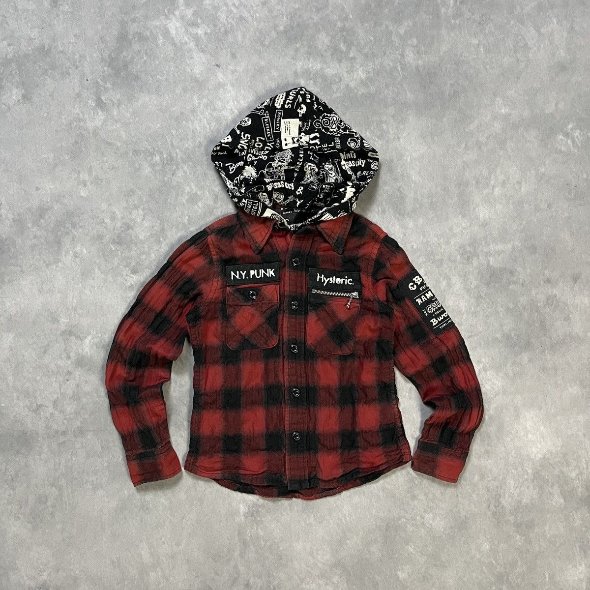 Hysteric Glamour Hysteric Mini NY Punk Style Hooded Flannel Size US XXS / EU 40 - 1 Thumbnail