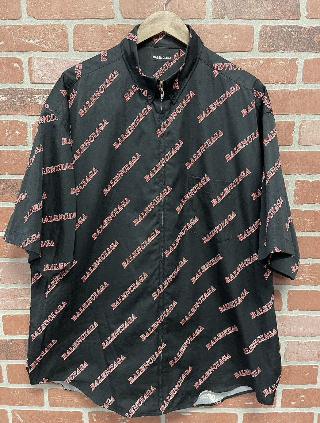 Balenciaga Size L - Balenciaga Black & Red Sporty Allover Logo Oversize Size US L / EU 52-54 / 3 - 1 Thumbnail