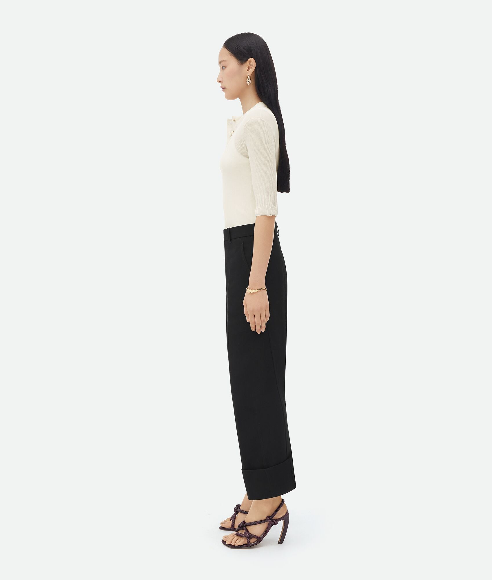 Bottega Veneta o1bcso1str0225 Lapeled Ottoman Light Cotton Pant in Black Size 24" / US 00 / IT 34 - 2 Thumbnail