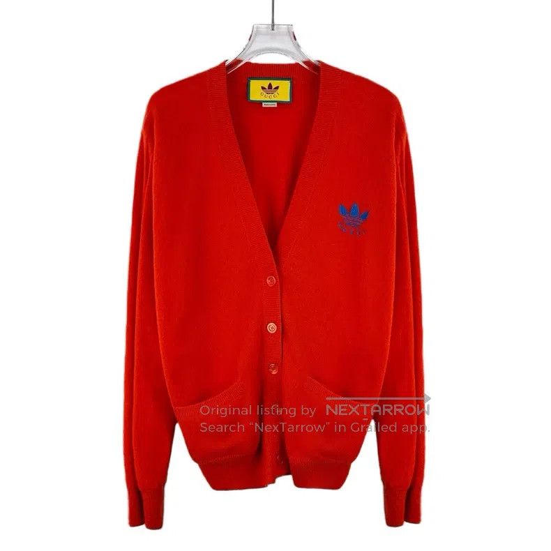 Gucci Gucci Co-branded red logo embroidered wool V-neck single-b Size S / US 4 / IT 40 - 1 Thumbnail