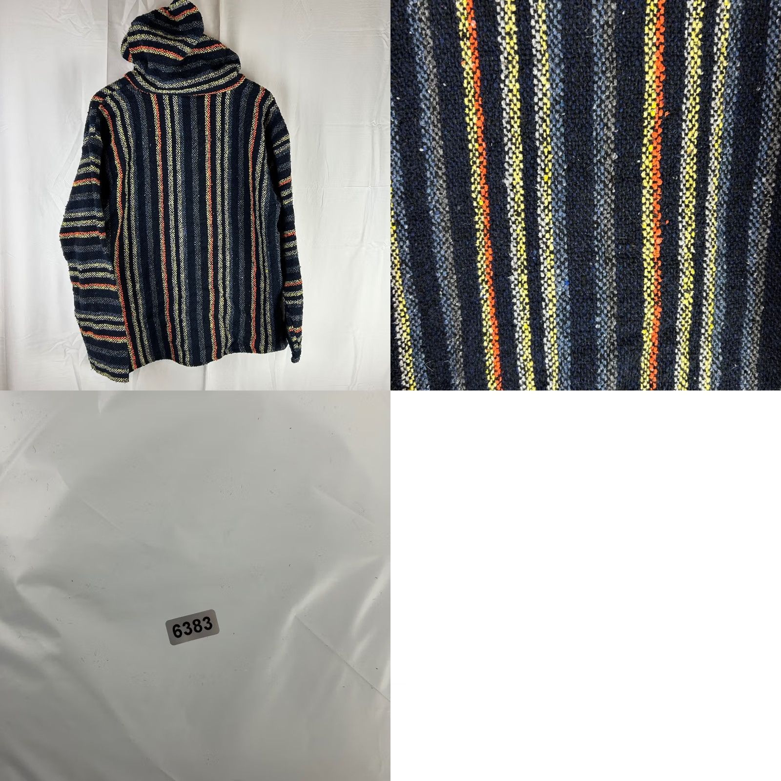 Vintage Iguana Jack Baja Hoodie Pullover Striped Hooded Sweatshirt XL Made in Mexico Size US XL / EU 56 / 4 - 8 Thumbnail