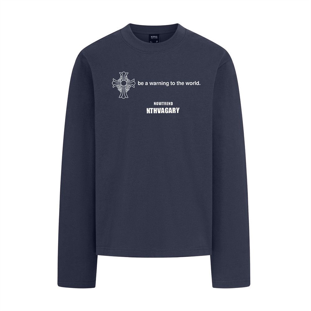 Vintage Men's loose long-sleeved T-shirt with cross letter print Size US M / EU 48-50 / 2 - 1 Thumbnail
