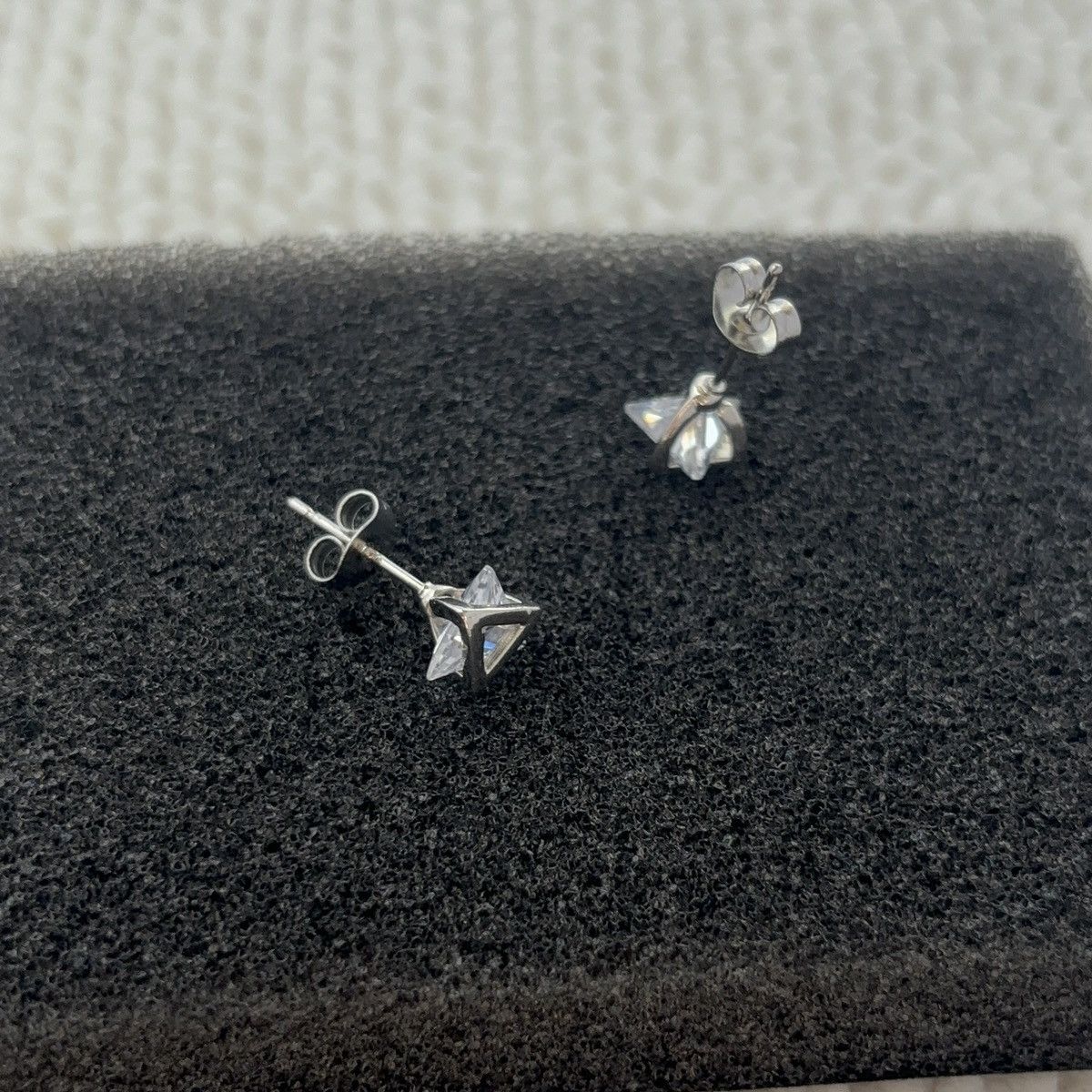 Other Small Geometric Triangle CZ Stud Earrings for Men Women Size ONE SIZE - 3 Thumbnail