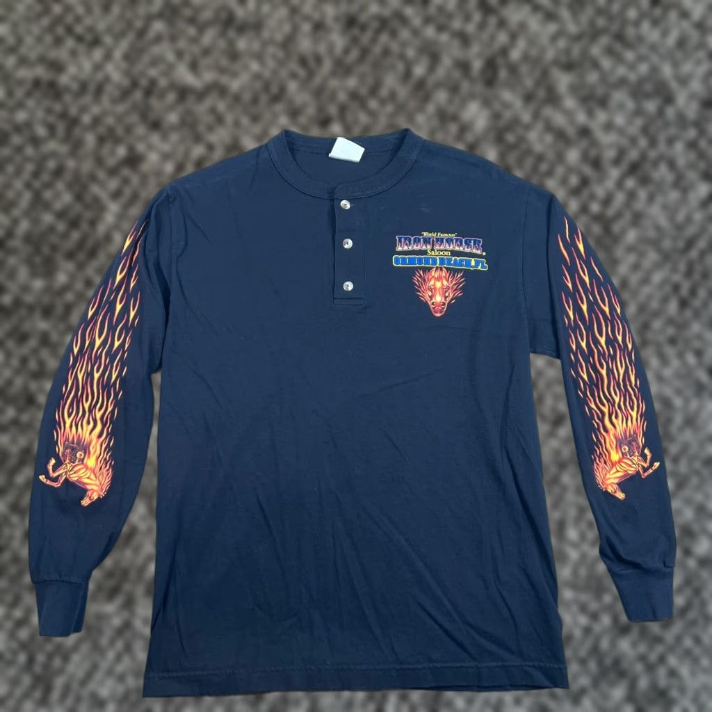 Vintage VINTAGE VTG Iron Horse Saloon Bike Flame Long Sleeve T Shirt Mens M Size US M / EU 48-50 / 2 - 1 Thumbnail