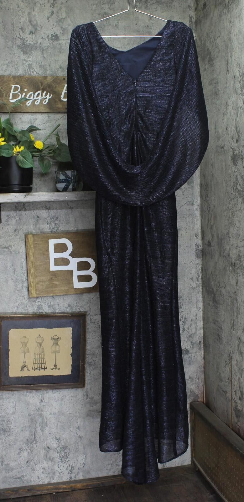 Other Betsy & Adam Metallic Cape Gown A24013d Navy Blue / Royal 4 Size S / US 4 / IT 40 - 2 Thumbnail