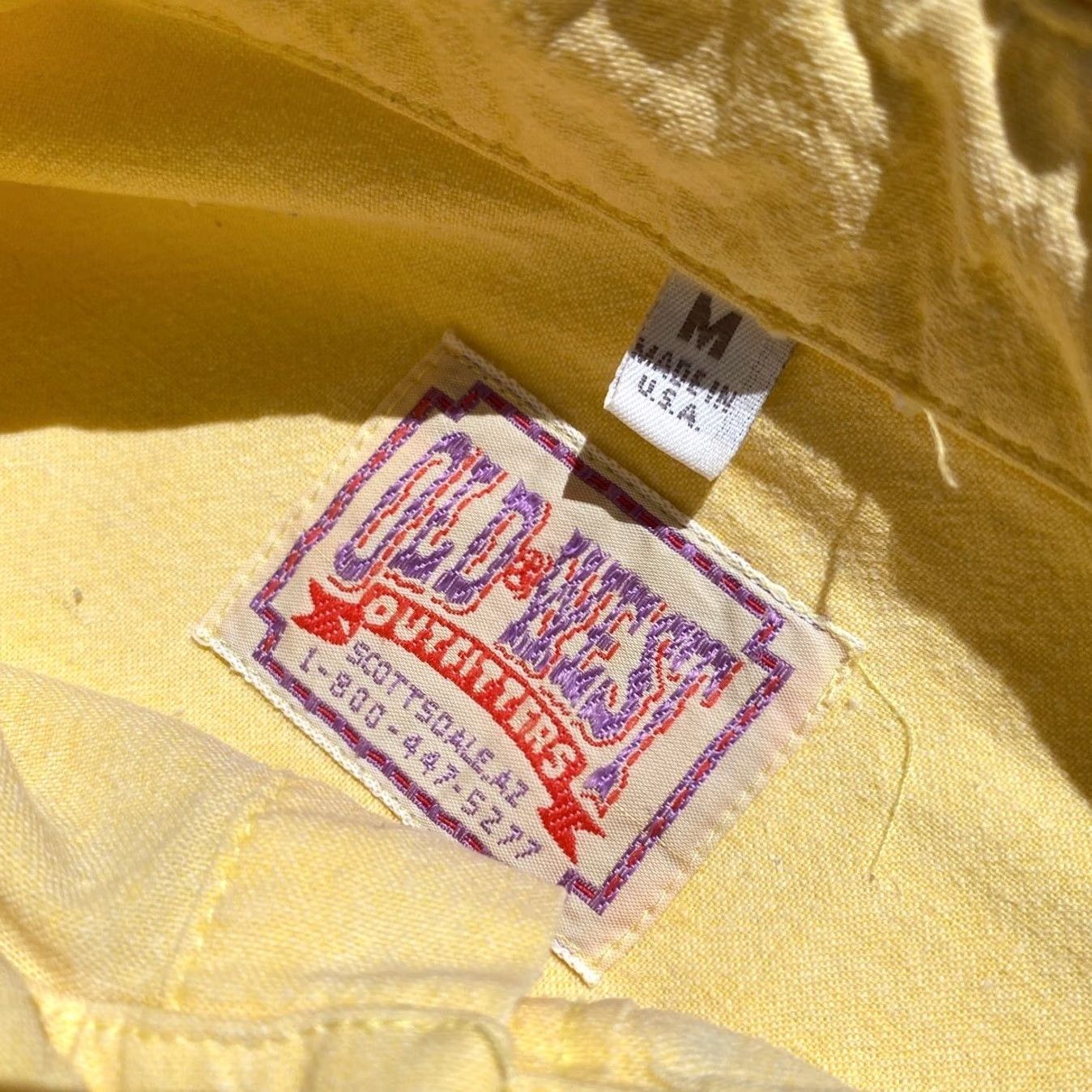 Vintage VINTAGE Old West Outfitters Tunic Shirt Top Unisex Adults Size M Yellow 100% Cotton Long Sleeve Collared Button Size M / US 6-8 / IT 42-44 - 3 Thumbnail