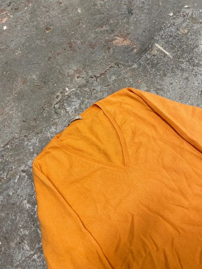 Prada 2000s Prada Orange V Neck Sweater Size XS / US 0-2 / IT 36-38 - 4 Thumbnail